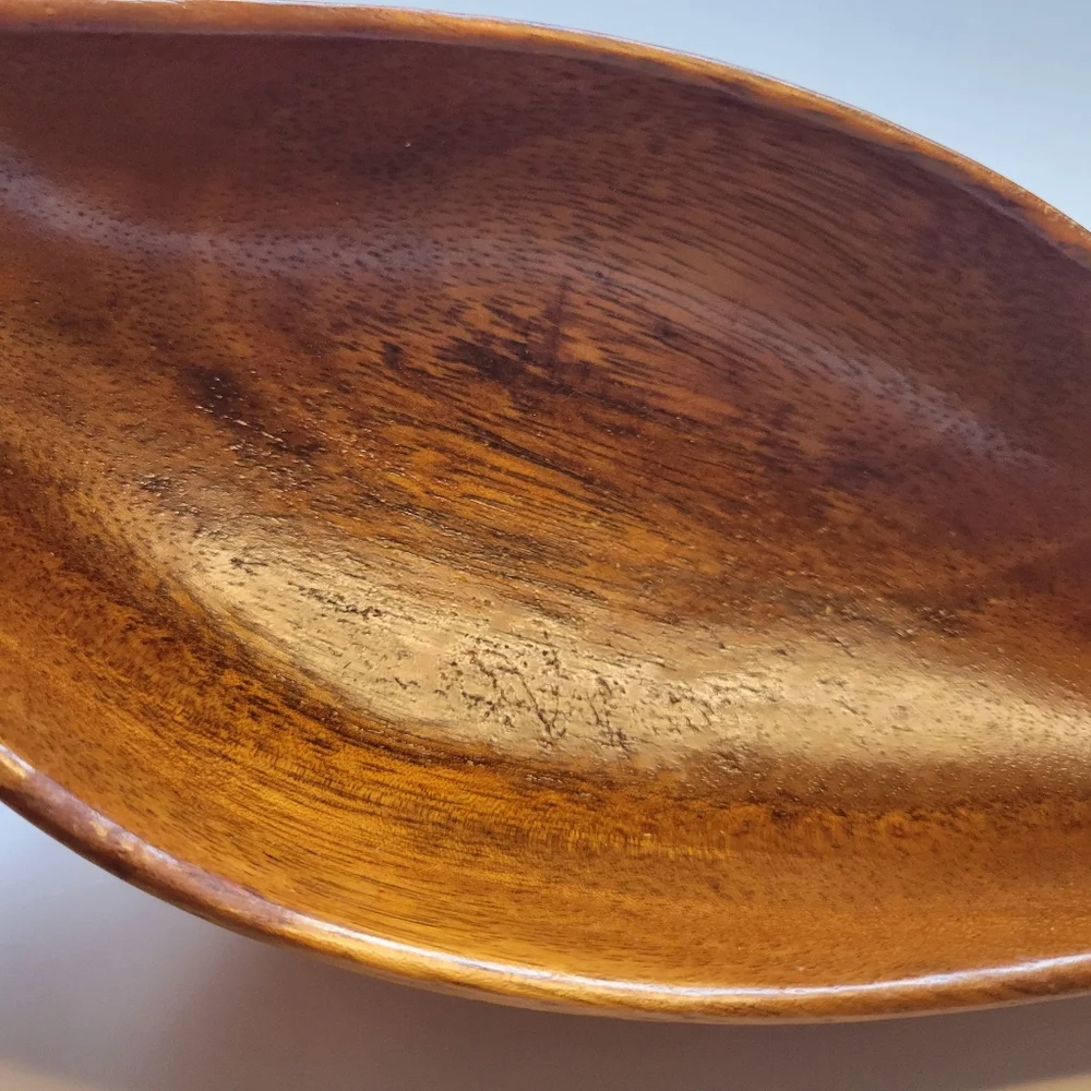 VTG MCM Orobilt Monkey Pod Leaf Shape Salad Snack Fruit Nut Snack Bowl 11x4.5x2